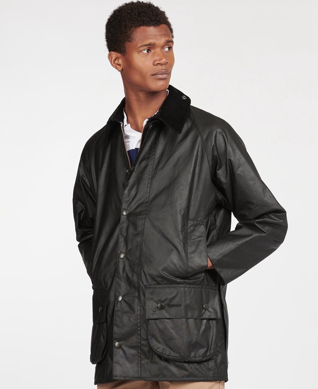 Men's Barbour Beaufort® Waxed Jackets Black | ONXHIQ-172