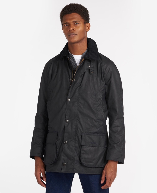 Men's Barbour Bristol Waxed Jackets Navy | CFAVTW-203