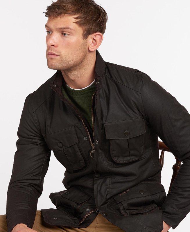 Men's Barbour Corbridge Waxed Jackets Black | UGZYAO-583