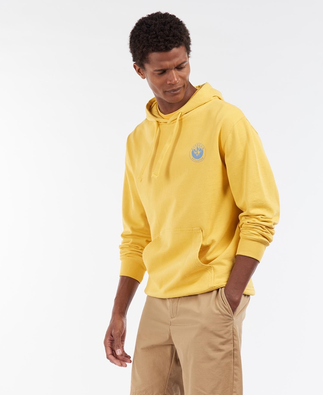 Men's Barbour Explorer Hoodie Sweatshirts Yellow | JMPYVG-032