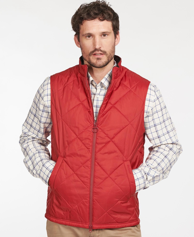 Men's Barbour Finn Vest Red | LWNBSZ-264