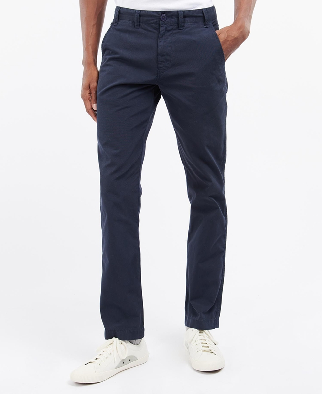 Men's Barbour Glendale Chino Pants Navy | MNIRWZ-734