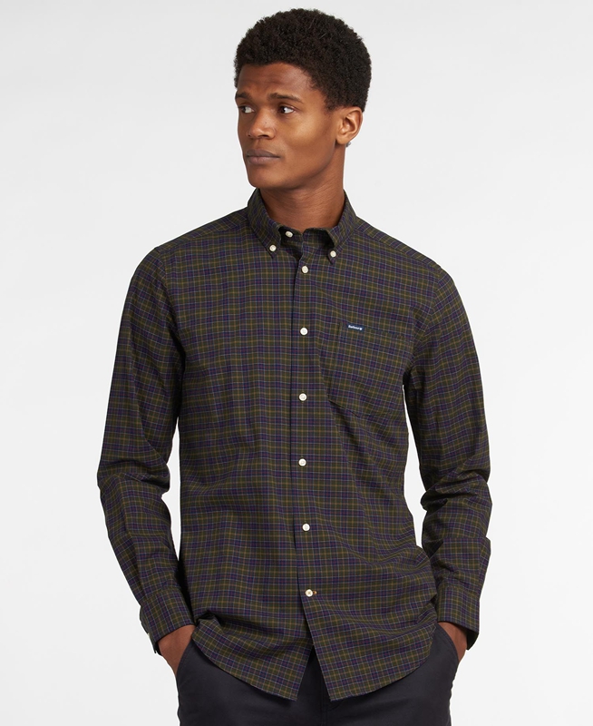 Men's Barbour Hemd Lomond Tailored Shirts Olive | FDTARU-523