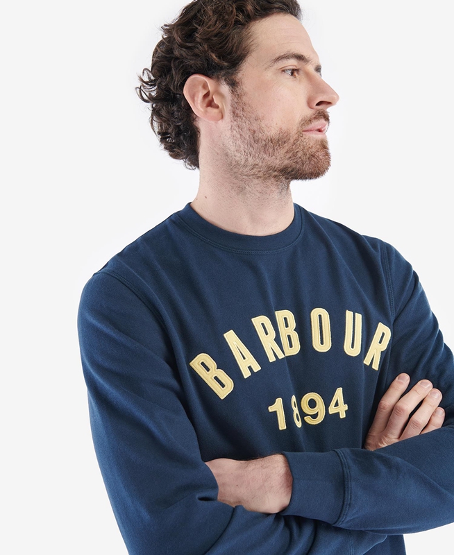 Men's Barbour John Crew Sweatshirts Navy | SLJAOI-017