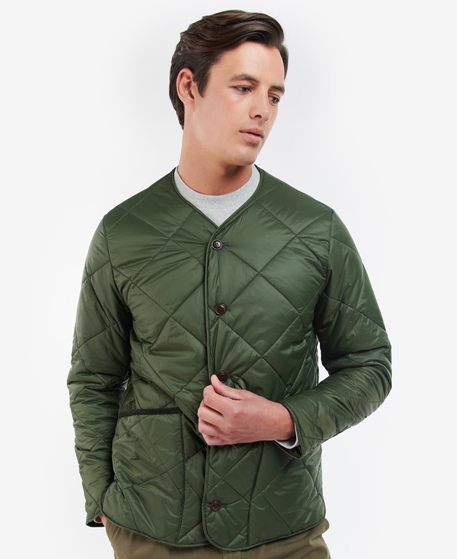 Men's Barbour Liddesdale Cardigan Quilted Jackets Olive | PXDFMW-562