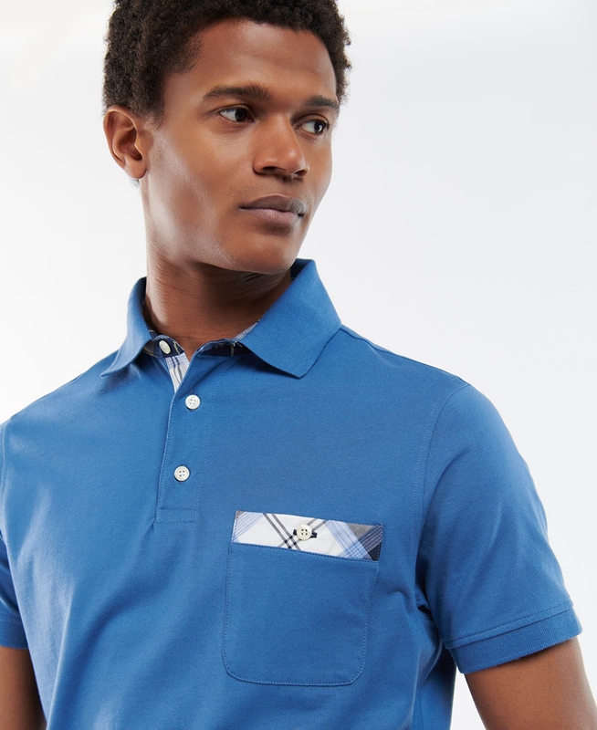 Men's Barbour Lirst Polo shirts Blue | DUQBVY-723