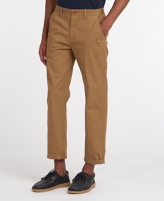 Men's Barbour Neuston Essential Chinos Pants Beige | UZHNQF-492