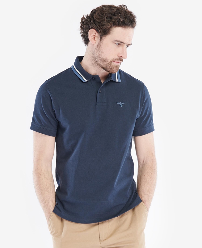 Men's Barbour Otterburn Polo shirts Navy | YQVFDG-318