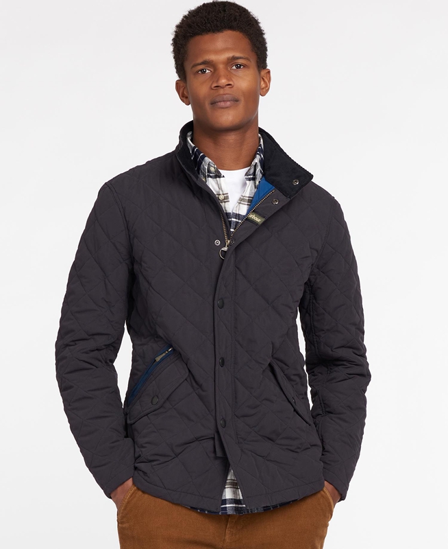 Men's Barbour Shoveler Quilted Jackets Navy | KLCBGJ-530