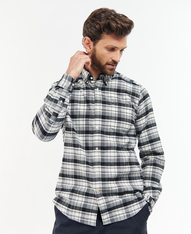 Men's Barbour Stonewell Tailored Fit Shirts Grey | SWMECL-958