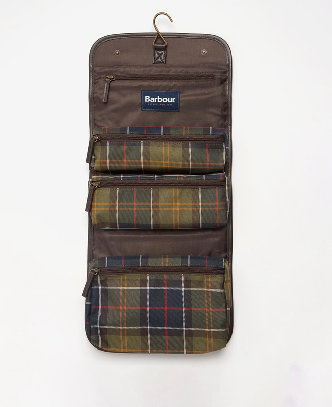 Men's Barbour Tartan Hanging Washbag Bags Multicolor | LXEBOR-751