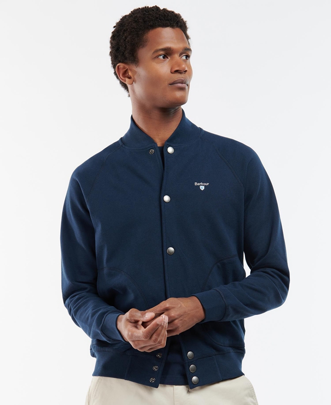 Men's Barbour Whitewell Button Thru Sweatshirts Blue | HGUOZE-249