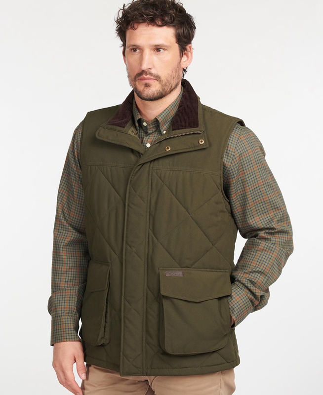 Men's Barbour Winterdale Vest Olive | NRQHYT-486