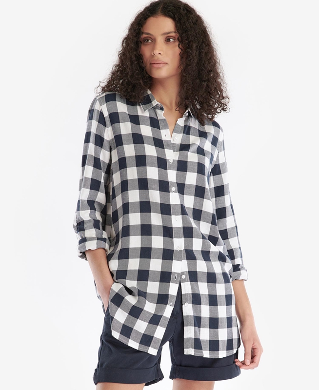 Women's Barbour Baymouth Shirts Black / Grey | MNZJCX-739