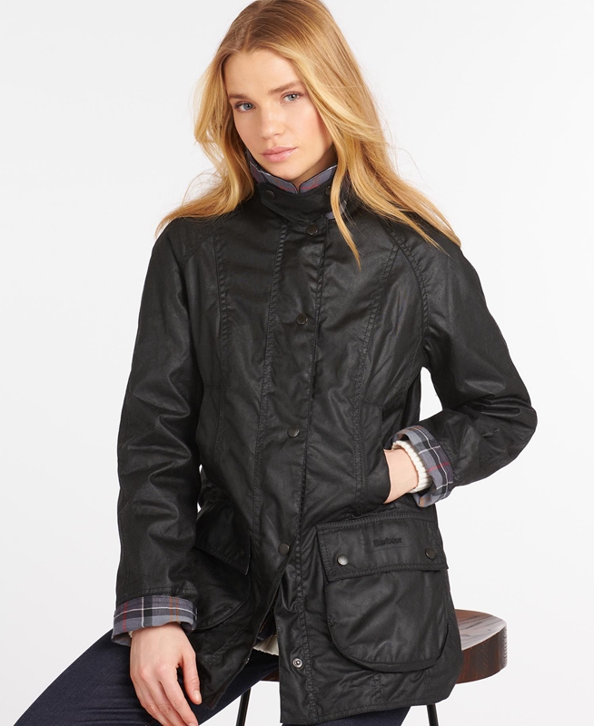 Women's Barbour Beadnell® Waxed Jackets Black | YURPDG-209