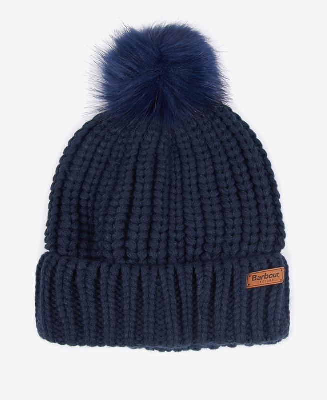 Women's Barbour Beanie Saltburn Hats Blue | VJMEKC-745