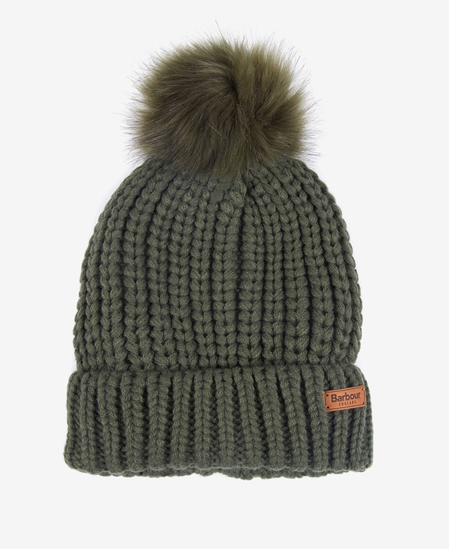 Women's Barbour Beanie Saltburn Hats Green | TZCFOS-805