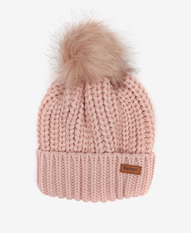 Women's Barbour Beanie Saltburn Hats Pink | FXGQNV-846