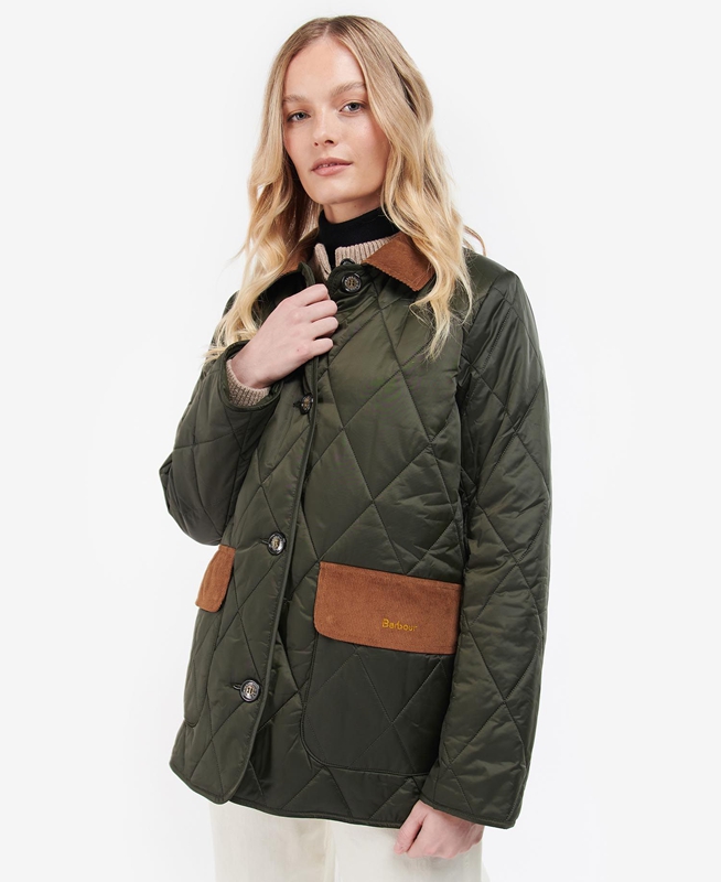 Women's Barbour Bragar Quilted Jackets Olive | ZAVBIU-836