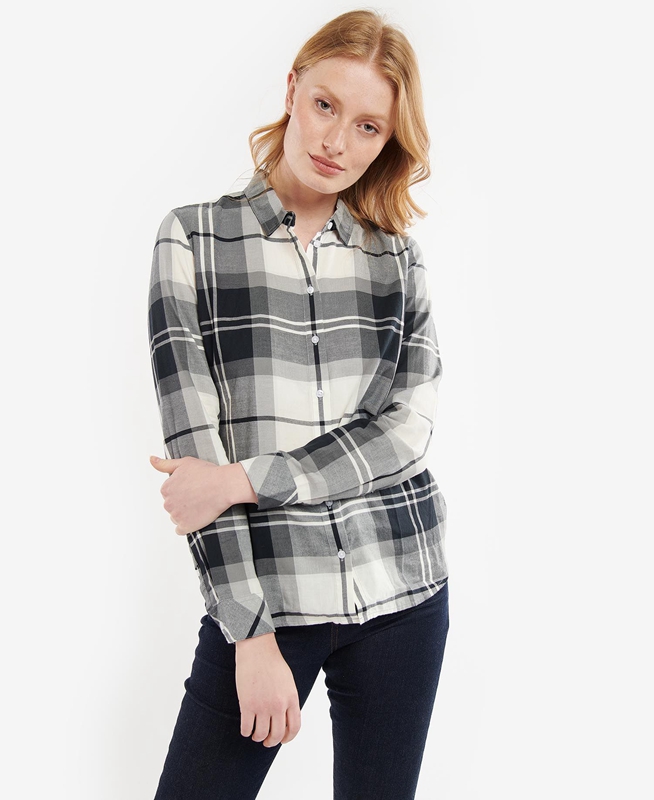 Women's Barbour Bredon Shirts Black / Grey | JDTHBK-173