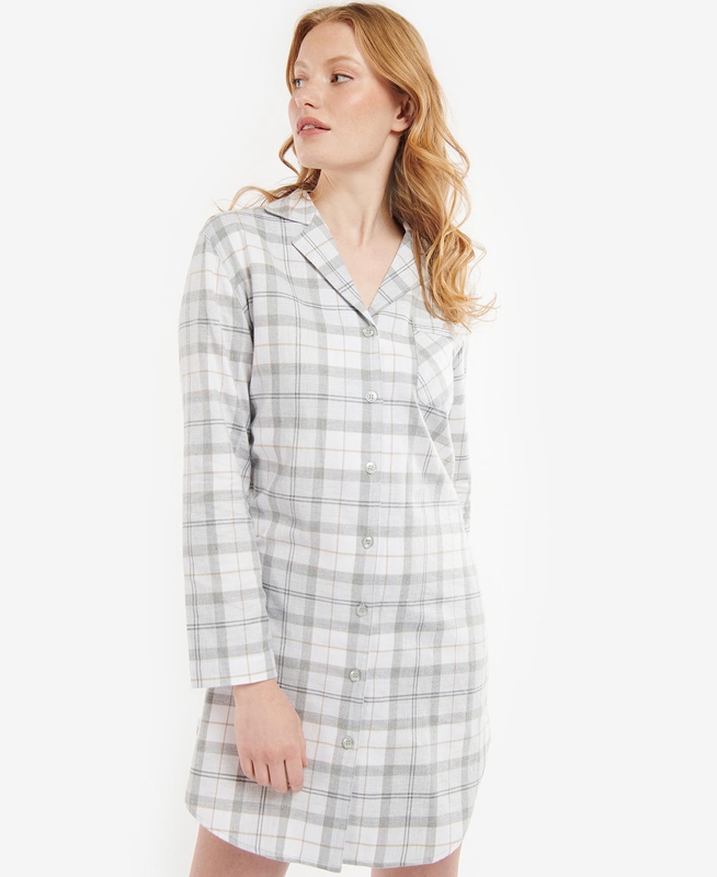 Women's Barbour Etta Nightshirt Nightwear Grey | VJSBIK-793