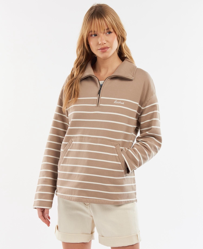 Women's Barbour Explorer Ember Sweatshirts Beige | WCKXSV-598