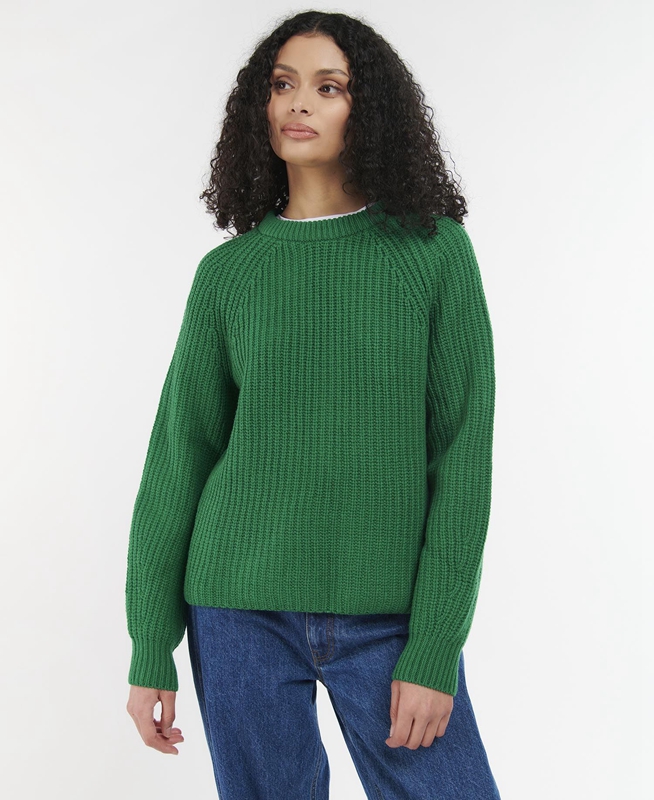 Women's Barbour Hartley Knit Sweaters Green | BCSNIA-410