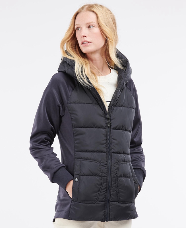 Women's Barbour Reedley Quilted Sweatshirts Navy | IHLQZJ-965