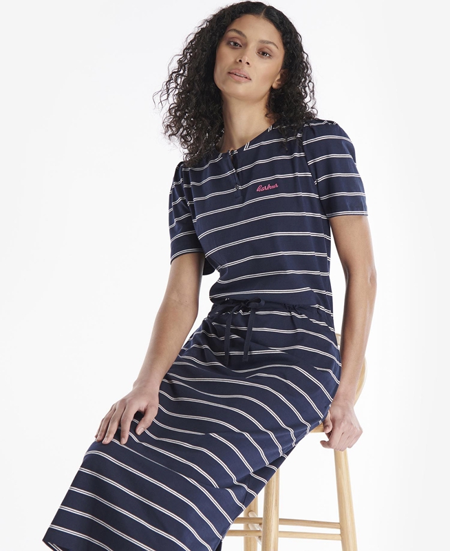 Women's Barbour Spurrey Dress Navy | HSZNXJ-170