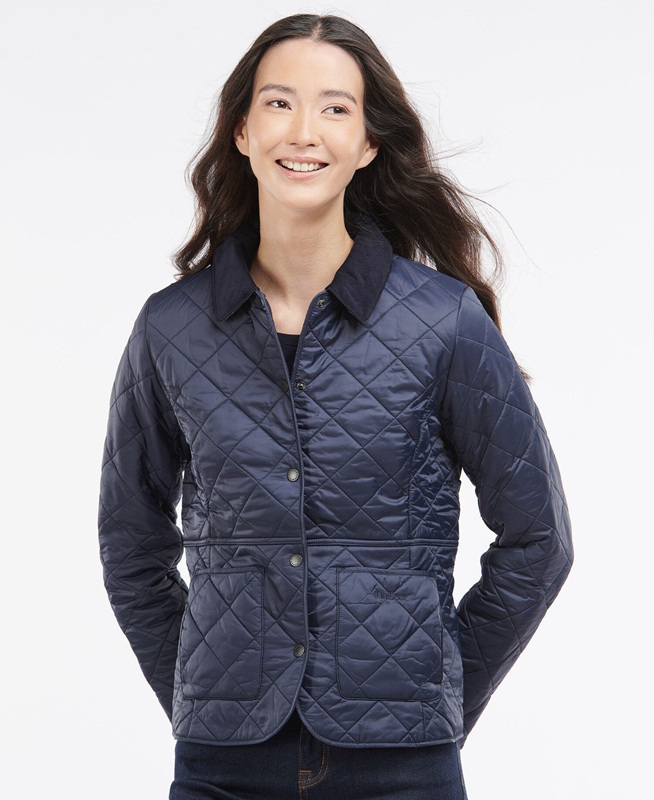 Women's Barbour Steppjacke Deveron Polarquilt Quilted Jackets Blue | ACMSNU-960