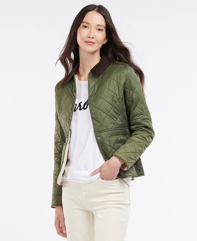 Women's Barbour Steppjacke Deveron Polarquilt Quilted Jackets Green | NTJHQV-923