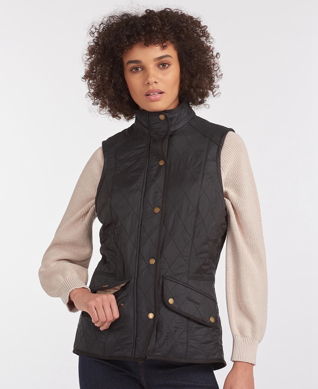 Women's Barbour Weste Cavalry Vest Black | ZLFDNH-823