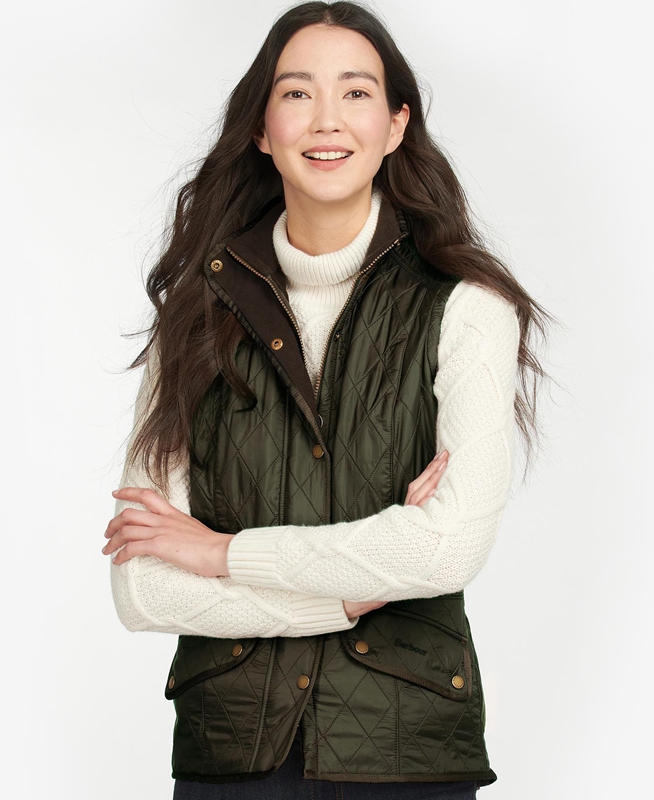 Women's Barbour Weste Cavalry Vest Green | ZYNSFM-769