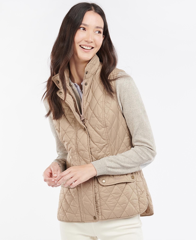 Women's Barbour Weste Otterburn Vest Beige | ZYIVXD-791