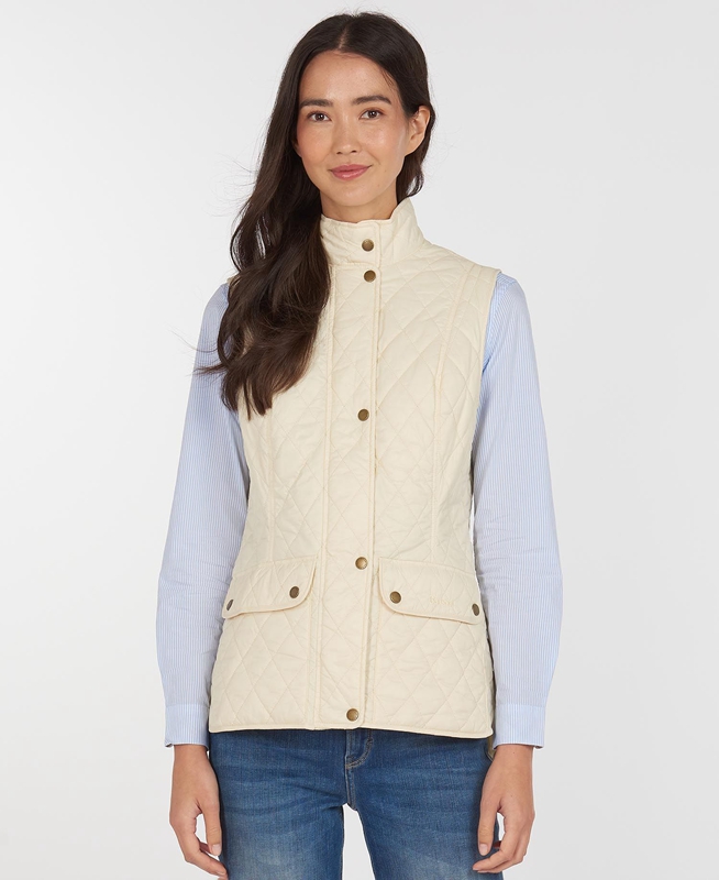 Women's Barbour Weste Otterburn Vest Cream | PRZCBT-951