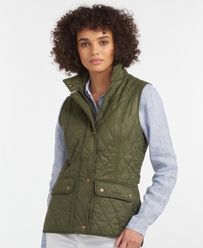 Women's Barbour Weste Otterburn Vest Olive | ZBCAPI-049