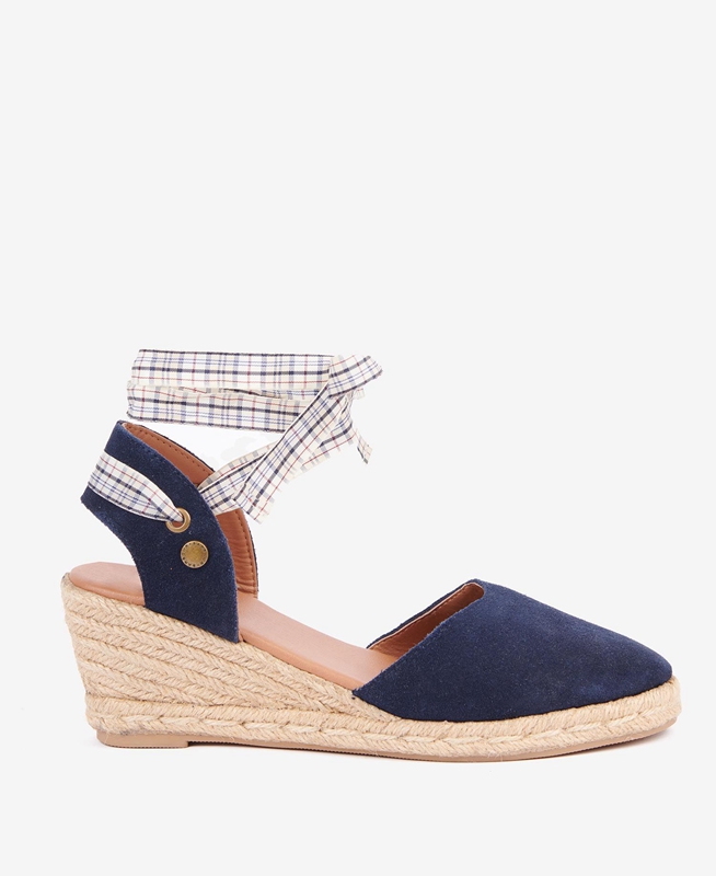 Women's Barbour Whitney Wedge Sandals Blue | GMFVZY-906