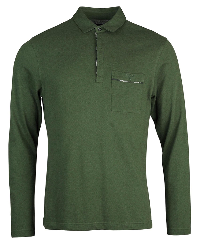 Men's Barbour Adie Long Sleeve Polo shirts Green | ZNLOGD-154