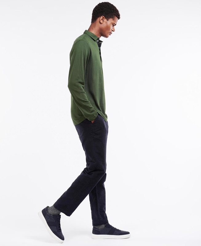 Men's Barbour Adie Long Sleeve Polo shirts Green | ZNLOGD-154