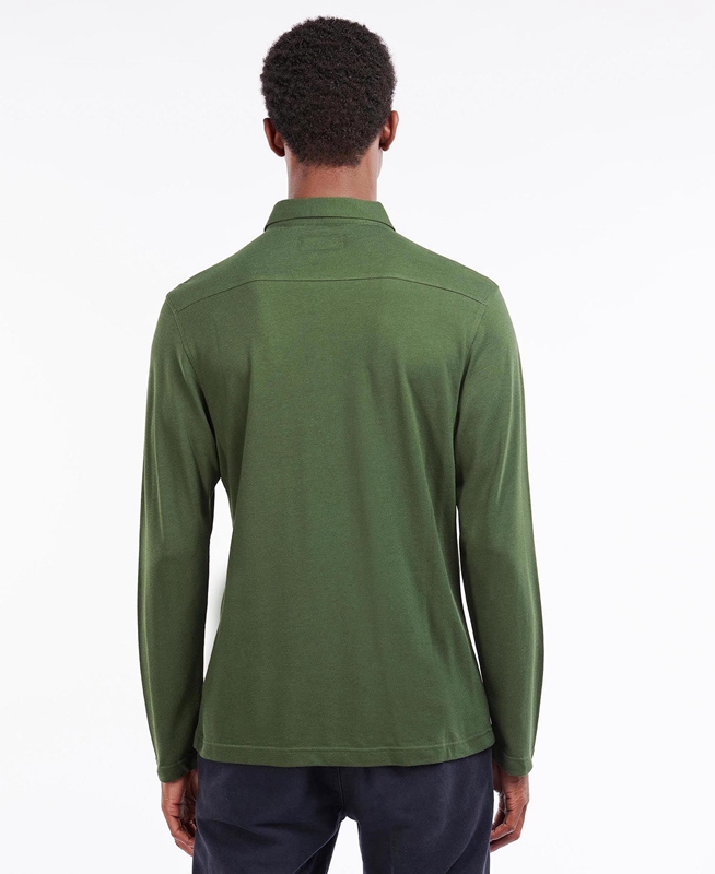 Men's Barbour Adie Long Sleeve Polo shirts Green | ZNLOGD-154