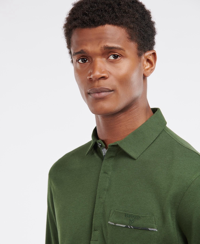 Men's Barbour Adie Long Sleeve Polo shirts Green | ZNLOGD-154