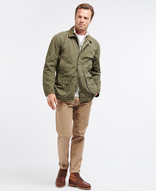 Men's Barbour Ashby Casual Jackets Olive | KINEPJ-086