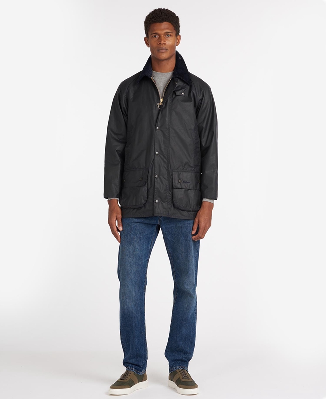 Men's Barbour Beaufort® Waxed Jackets Black | MZPKVJ-037