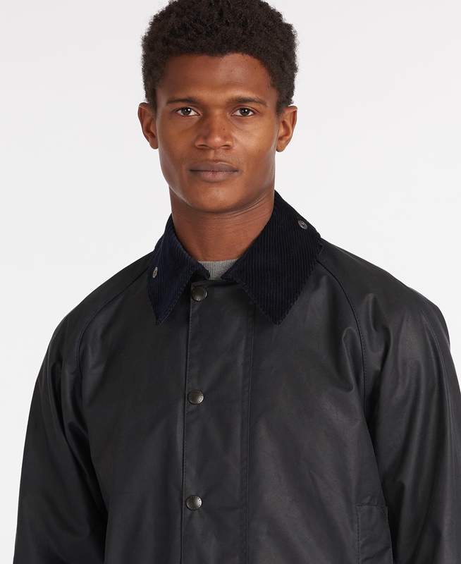 Men's Barbour Beaufort® Waxed Jackets Black | MZPKVJ-037