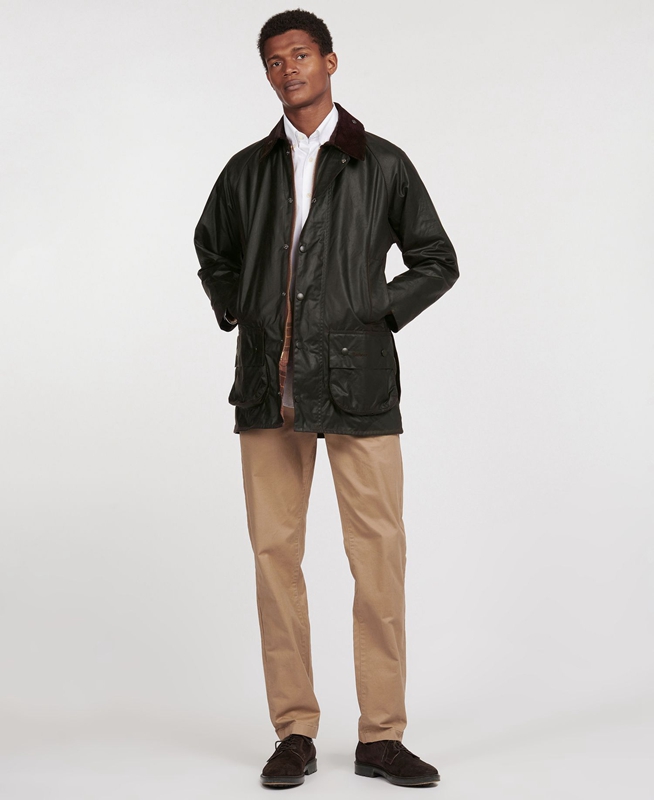 Men's Barbour Beaufort® Waxed Jackets Black | XRZVDU-936