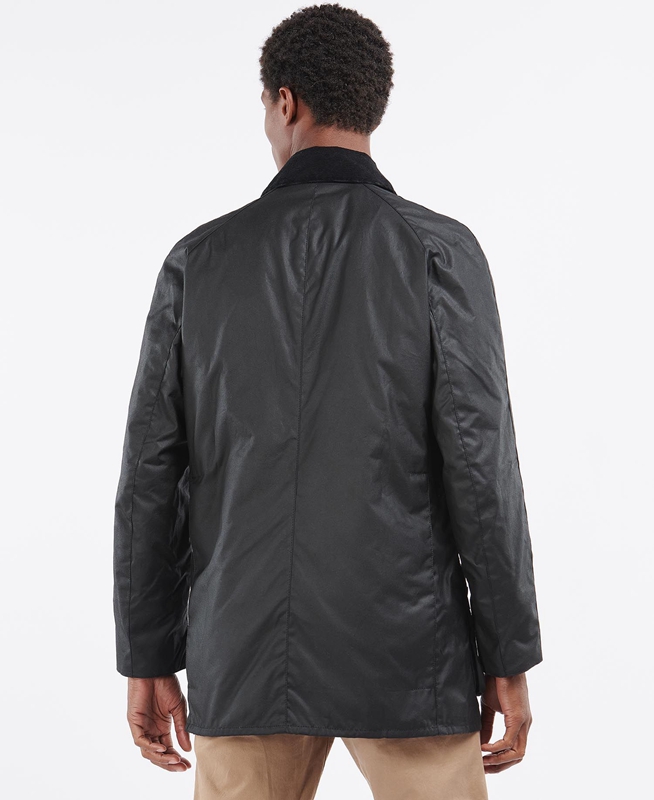 Men's Barbour Beausby Waxed Jackets Black | MBJOLY-865