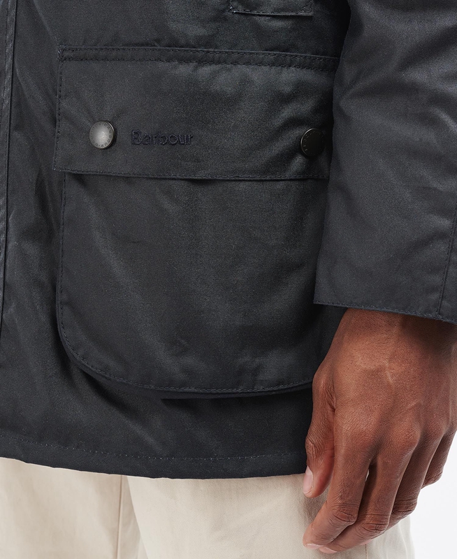 Men's Barbour Beausby Waxed Jackets Navy | ISZLAP-078