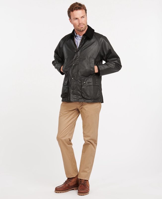 Men's Barbour Bedale® Waxed Jackets Black | CLIRZB-720