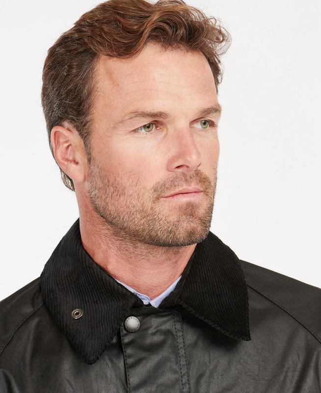 Men's Barbour Bedale® Waxed Jackets Black | CLIRZB-720