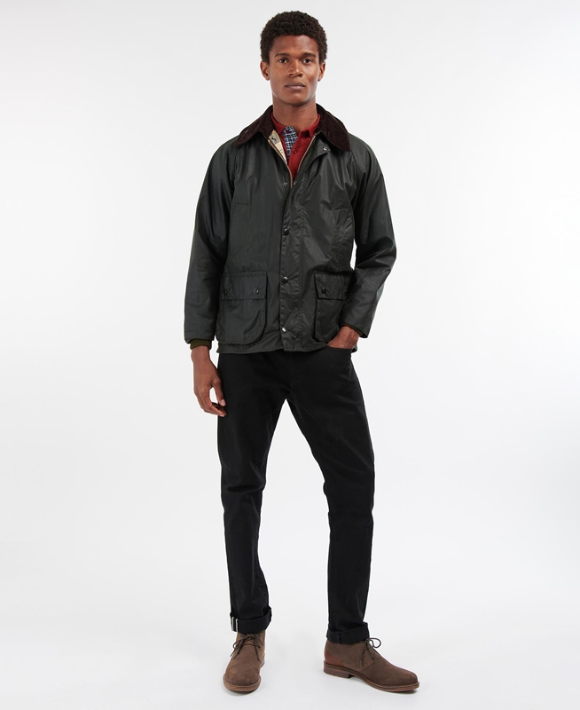 Men's Barbour Bedale® Waxed Jackets Black | SWVKME-780